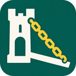 DRAWBRIDGE mark: a castle tower lowering its bridge on a gold chain