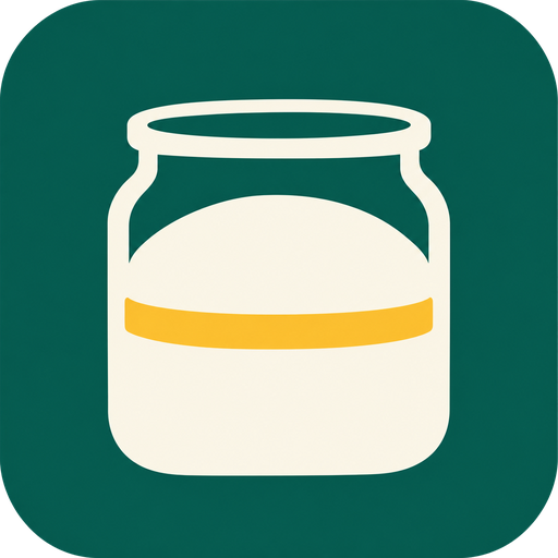 Sourdough mark: a starter jar whose starter has risen into a dome, well above the gold band that marks where it began